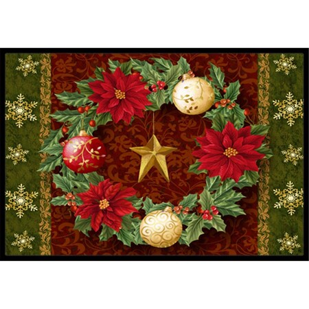Jensendistributionservices Holly Wreath With Christmas Ornaments Indoor & Outdoor Mat, 24 x 36 in. MI2556485